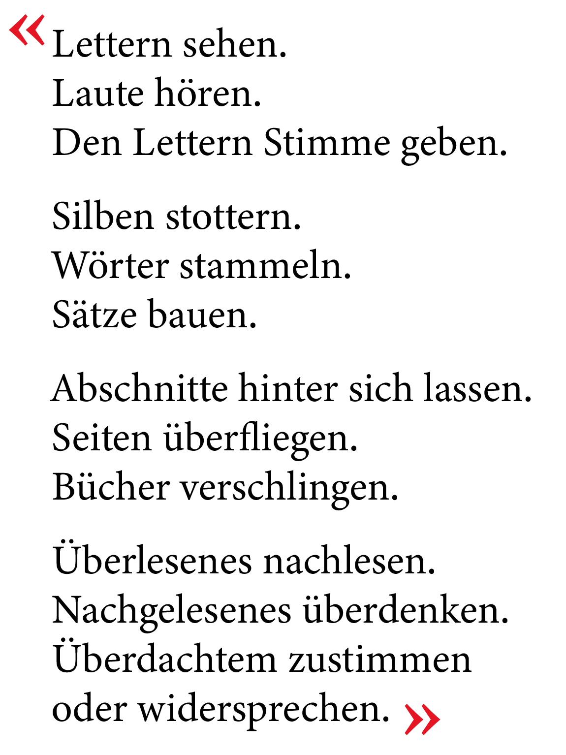 Lernprozess des Lesens in Gedichtform, Hans Manz